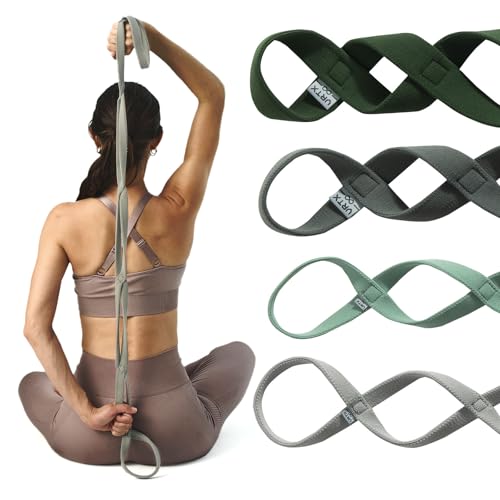 VRTX Stretch Straps for Exercise | Yoga & Pilates Stretching Bands w/ 7 Loops | Resistance Bands for Fitness Workout, Home Gym, Physical Therapy | Soft Mesh Cloth, Durable- Set of 4