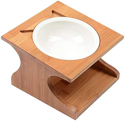 LLDKA Feeder, pet table food bowl for small dogs and cats Increased stand with two bowls,B