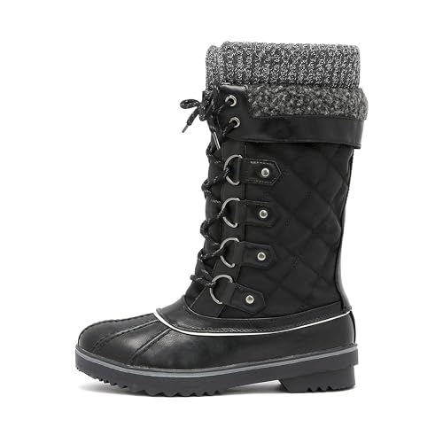 DREAM PAIRS DREAM PAIRS Women's Mid-Calf Waterproof Winter Snow Boots,Size 8,Black,MONTE_02