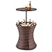 blumfeldt Beerboy - Gartentisch, Stehtisch, Beistelltisch, Getränkekühler, höhenverstellbare Tischplatte, 50cm Durchmesser, Polyrattan, für Garten, Balkon oder Terrasse, wetterfest, braun