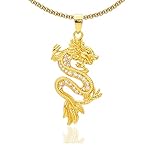 PEAS 18K Gold Plated Jewelry Dragon Pendant Necklace