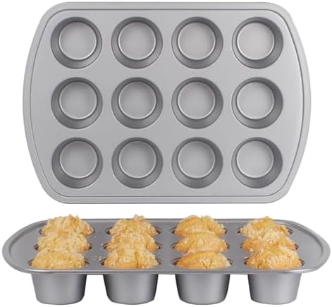 Deep Well Muffin Pan - 12-Cup 2-Pack, 1.77-Inch Deep Cups (50% More Batter), Heavy Duty Carbon Steel with Nonstick and Non-Toxic Coating, 15.9 x 11.1 Inches - Thumbnail 2