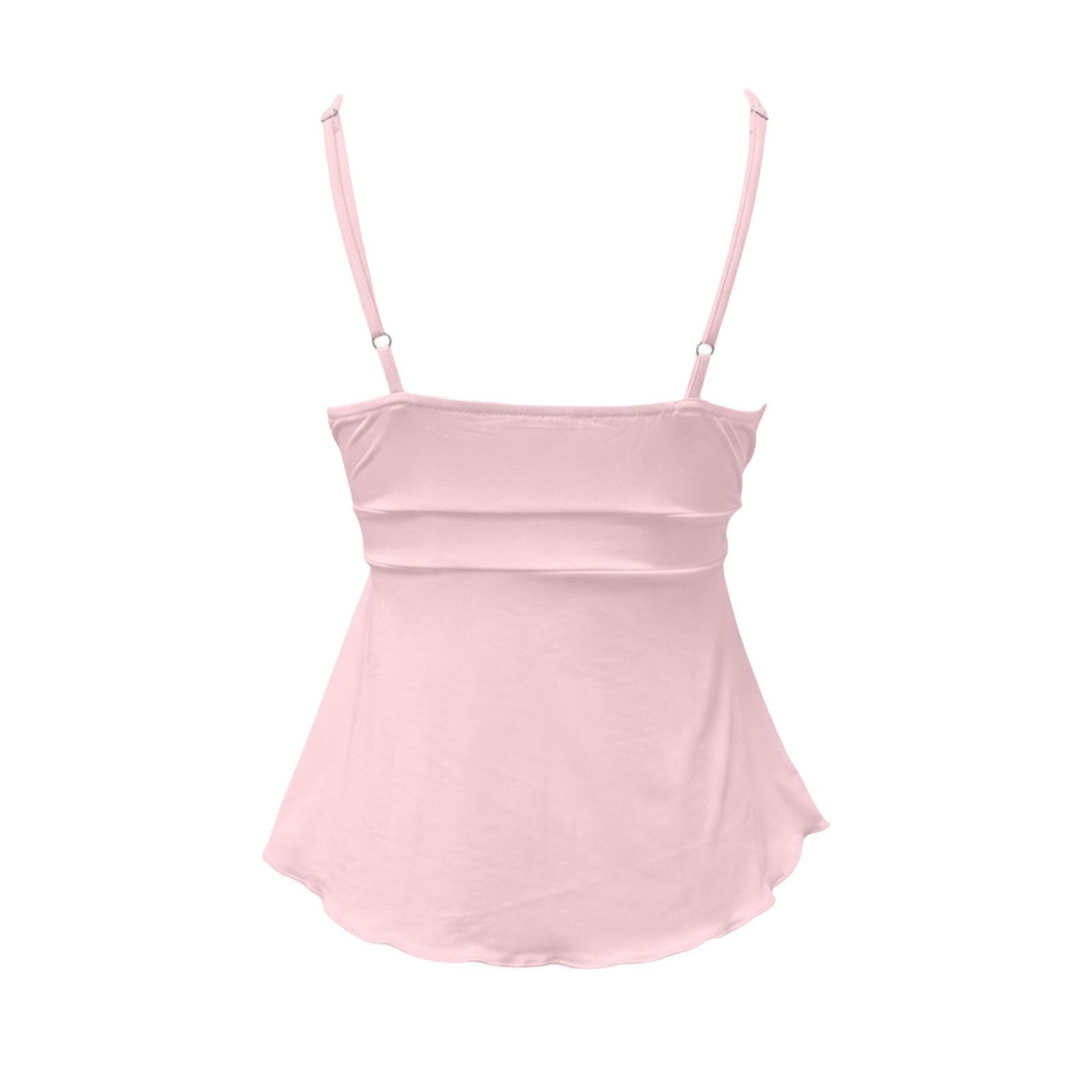Top estivo da donna Y2K, a pois, con bretelle, per feste e festival | Y2K - Canotta con spalline a pois, stile peplum e nastro, look carino per feste, ideale per festival, estate