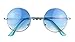 ShadyVEU Retro John Lennon Style Sunglasses Round Colorful Tint Groovy Hippie Wire Teashades (Blue Lens, 50)