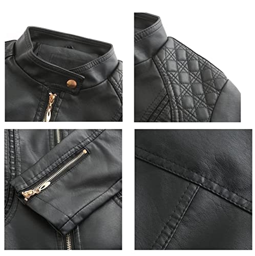 Women's Short Faux Leather Jacket Motorcyclet Crop Jacket Biker Fashion Jacket Coat4