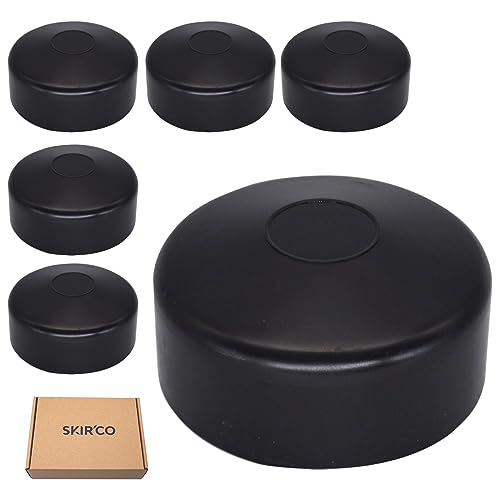 SKIR'CO (6 pcs) Fence Post Caps, Round 76 mm Black Plastic Caps for Round Fence Posts Fence Post Covers, Black RAL 9005 Colour - Image 2