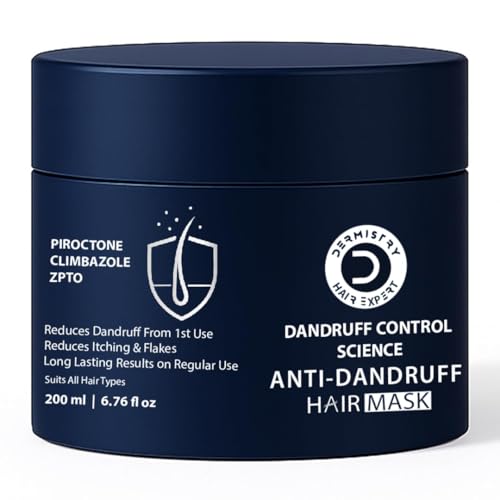 Image of Dermistry Anti-Dandruff Hair Mask with Climbazole Piroctone ZPTO Reduces Dryness Flakes Itching Irritation Exfoliates Both Dry Oily Itchy Scalp Suits Dry Frizzy Curly All Hair Type For Men women 200ml