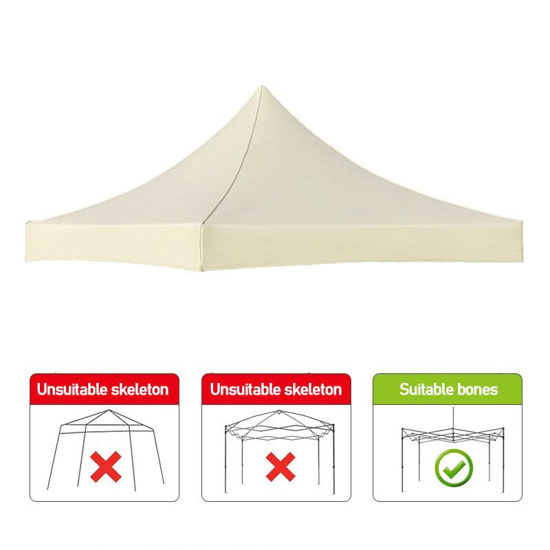 Toile de Toit de Rechange pour Pavillon Tonnelle Tente (Blanc cassé)
