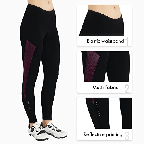 Santic Calças femininas de ciclismo acolchoadas 4D calças de ciclismo cintura alta com bolsos roupa