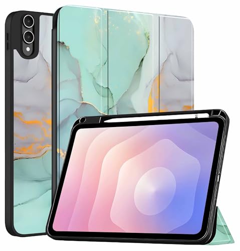 Image of ProElite Cover for Samsung Galaxy Tab S11 Ultra 14.6 inch case Cover, Soft Flexible Flip Case Cover for Samsung Galaxy Tab S11 Ultra 14.6 inch with Pen Holder [Recoil Series] - Marble Green