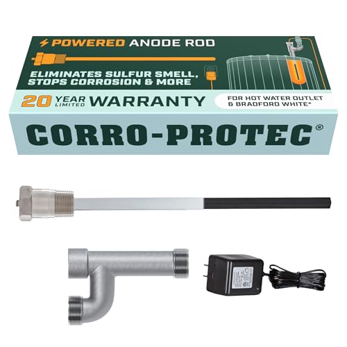 Image of Corro-Protec Powered Anode Rod for Bradford White Water Heater and Hot Water Outlet Installation, Eliminates Rotten Egg/Sulfur Smell within 24 hours and Stops Corrosion Inside Tank, 20-Year Warranty