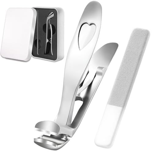 Rigidstone Cortaúñas de Cabeza en Ángulo para Personas Mayores, Cortaúñas ergonómico para uñas gruesas con apertura amplia con Lima de Uñas para Mujeres, Hombres y Ancianos