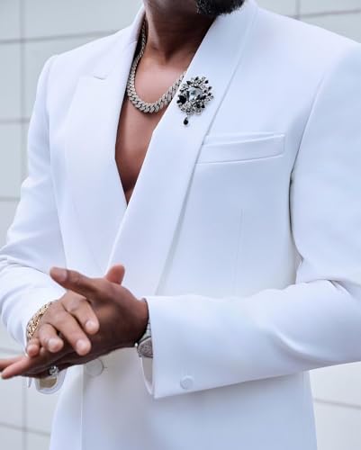 Designer Mens Suits 2 Pieces One Button Prom Party Suit Blazer Pants2