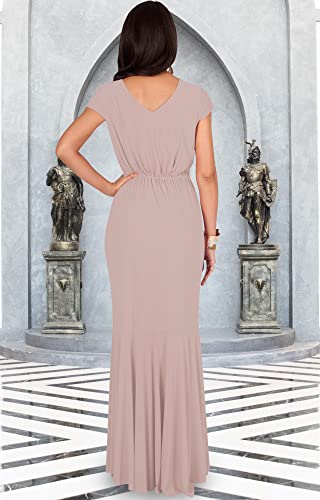 Image of KOH KOH Womens Long Cap Sleeve Fishtail Formal Evening Cocktail Maxi Dress