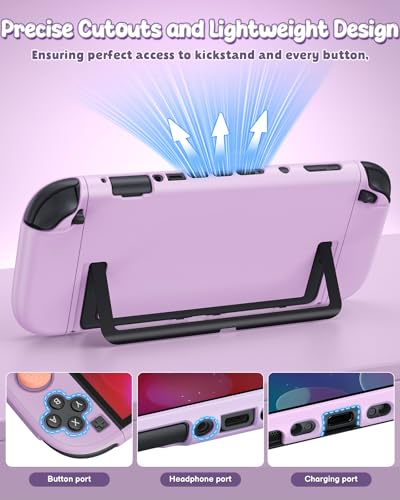 Image of Switch 2 Cover Case&Screen Protector, FYOUNG Dockable Shell for Nintendo 2 | Cute Case, Color‑Matched for Joycon 2 Light Purple Controller, 9H Tempered Glass, Hard Protective Case, Split Design