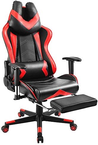 Large Size Gaming Chair Computer Office Chair Vanspace 300lbs High Back Swivel Racing Game Chair PU Leather Executive Desk Chair Full Adjustable with Ergonomic Footrest, Headrest, Lumbar Support