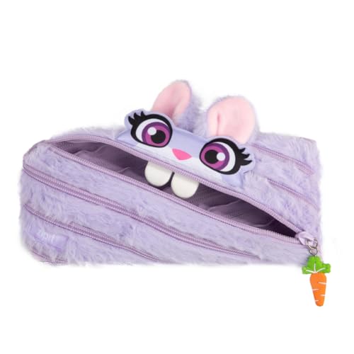 ZIPIT Estojo de lápis de coelho para meninas, linda bolsa com zíper para crianças adolescentes, bolsa de papelaria para escola, roxo