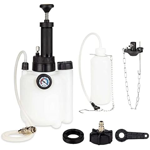 Brake Bleeding Kit 3L Transmission Fluid Transfer Pump,Manual Brake Fluid Pressure Bleeder with 1L Refilling Bottle & 2PCS Cylinder Adapter for Gearbox Oil Filling Changing and ABS Brake Systems Cover