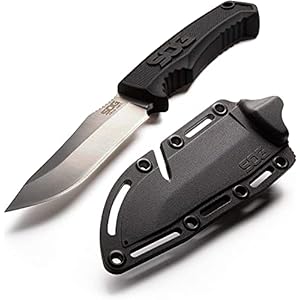 SOG Survival Knife with Sheath – Field Knife Fixed Blade Knives 4 Inch Tactical Knife and Bushcraft Knife w/Full Tang Hunting Knife Blade (FK1001-CP)