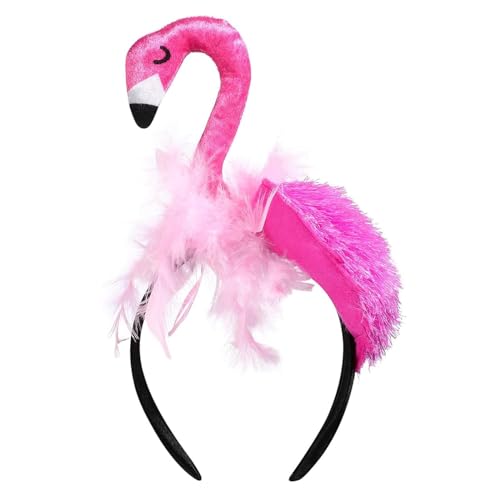 CARMELIT Creative Flamingo Hat Hawaii Pink Flamingo Headband Hair Tropical Accessories Flamingo Party Supplies Cute Flamingo Costume for Women 27X15X10CM