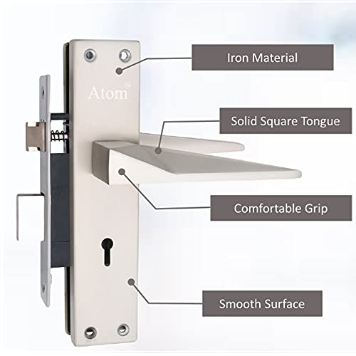 Image of Atom Heavy Duty Mortise Door Lock for Bedroom, Living Room, Main Door, Silver Satin Finish | 3 Keys | 6 Lever Double Stage Lockset for House Hotel Office(802KY)