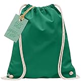ELES VIDA Sac de gym en coton 38 x 42 cm   Sac de sport   Sac en toile de jute certifié Oeko Tex   Pour homme et femme   Sac de gym pour enfants à peindre Vert Kelly