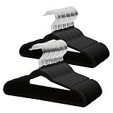 ManGotree - Perchas de terciopelo para niños de 35 cm para armario, negro