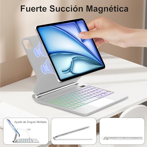 Teclado Bluetooth para iPad Air 11 M4 FOGARI con Touchpad Español Ñ Blanco 4