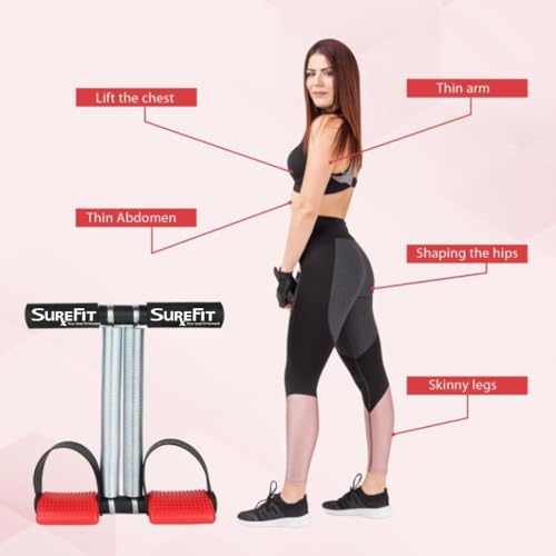 Image of SUREFIT Double Spring Tummy Trimmer & Push Up Board Combo Full Body Workout Kit with Heavy Duty Dual Spring Black /Red Standard Size