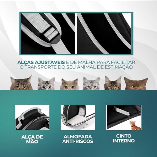 Mochila Bolsa Pet Cachorro Gato Visão Panorâmica Astronauta Com Ventilação Para Transporte Passeio E