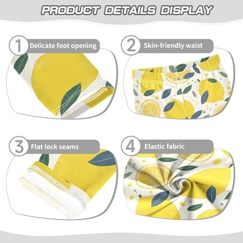 Lemon Slices Girls' Leggings Toddler Doodles Yellow Kids Yoga Pants Dance Active Tights 4T3