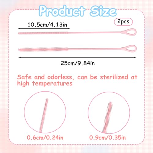 WUY Recipientes aislantes para bebidas,Juego de 2 cepillos de silicona para pajitas (6 mm + 9 mm), adecuados para botellas de agua, biberones, botellas de vidrio, termos y jarrones. - imagen 2