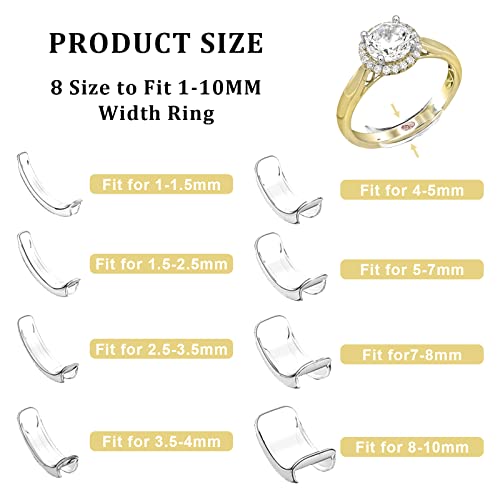 8 Pack Invisible Ring Size Adjuster, Clear Ring Sizer For Loose Rings, Fit Any Size Rings, Self-Adjusting Spacer Ring Guard #TOP1