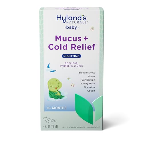 Image of Hyland's Baby Mucus and Cold Relief, Nighttime Medicine, Infant Cold and Cough Remedy, Decongestant, 4 Fluid Ounce