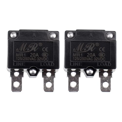 ZOOKOTO 2Pcs 125/250V AC 32V DC Thermal Circuit Breaker 20amp AUTO Reset Overload Protector Switch Automatic Reset Relay Fuse 20A