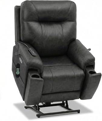 Triple Motor Lay Flat Power Lift Recliner Chair with Extended Footrest Hidden Cup Holders 400lbs Electric Recliner Chair for Living Room Home Theater(Black)