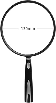 20X Large Magnifier Magnifying Glass Handheld Seniors Kids Reading Optical Glass Lens High Clarity with Non-Slip Soft Rubber Handle for Reading, Hobbies, Repair, OBS 130mm130mm