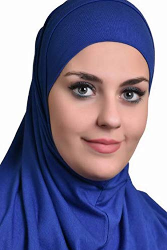 Al Ameera Muslim Hijab Cotton Amira 2 Piece Hood & Hijab Tube Underscarf Cap (Royal Blue)2