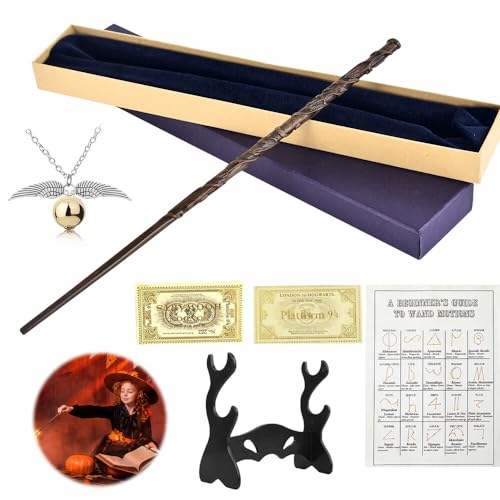 TGKYK Baguette Hermione Granger, 38CM Baguette Magique H-P, Baguette Magique Hermione Granger avec Cartes de Gare, Cartes de Proverbes, Colliers, Présentoirs, Boîtes Cadeaux