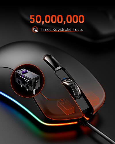 Dareu Wired Gaming Mouse, 6400Dpi,6 Programmable Buttons, Ergonomic Rgb Gaming Mouse With 16.8 Million Chroma 7 Backlit For Pc, Laptop, And Notebook #TOP5