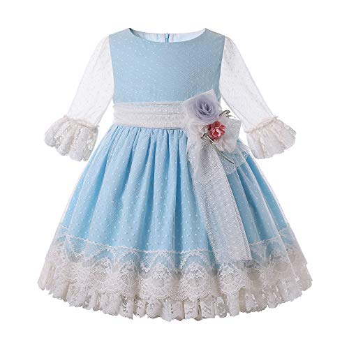 Ropa de princesa azul para niñas ideal para paseos primaverales