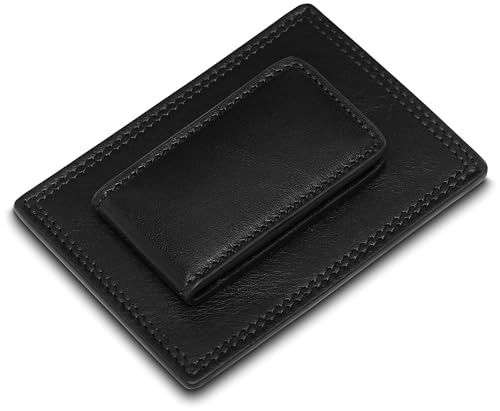 Bosca Dolce Italian Leather Money Clip & Front Pocket Wallet For Men - Magnetic Clip Wallet Hand-Stitched, Luxurious Black Italia Dolce Matte Finish3