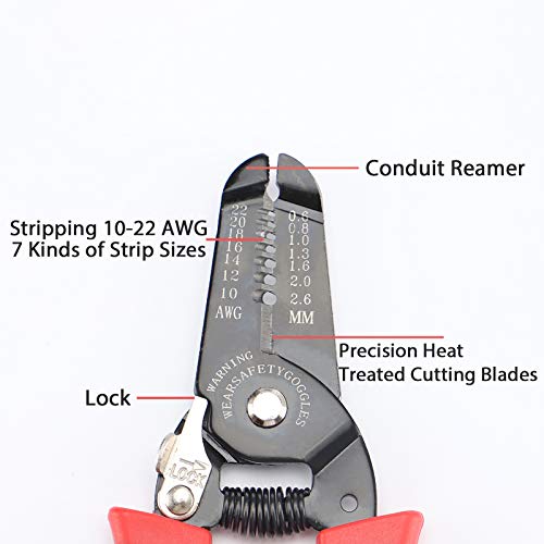 image for LAND 10-22 AWG Wire Stripper, 7-Inch Wire Crimping Tool/Wire Cutter/Ca