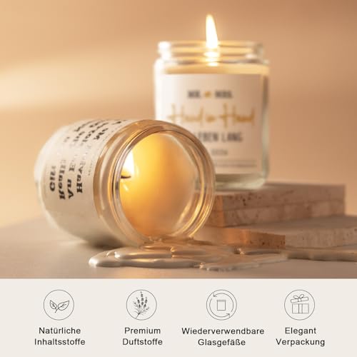 Giftasy Hochzeitsgeschenke für Brautpaar - Duftkerze mit Spruch, Hochzeitsgeschenke, Hochzeit 2026, Geschenk Hochzeit, HAND IN HAND EIN LEBEN LANG