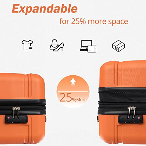 Merax Luggage Sets 3 Piece Suitcase, Hardside Suit Case With Spinner Wheels Lightweight Tsa Lock, Orange, 20/24/28 Inch #TOP1
