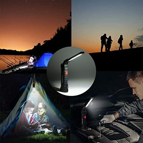 GUODSKHOO 2PACK LED Work Light, COB Rechargeable Inspection Lamp Lights with Magnetic Base 360°Rotate Swivel Hook and 5 Modes LED Flashlight for Car Repair, Household and Outdoor Use USB Rechargeable