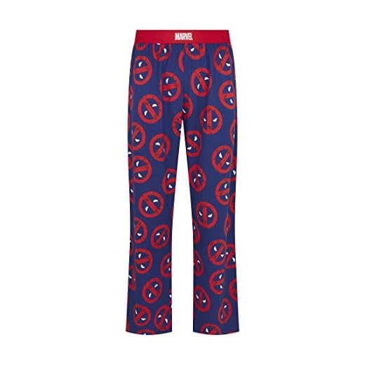 Återställd Marvel Deadpool ikon upprepa tryck blå lounge byxa pyjamas botten