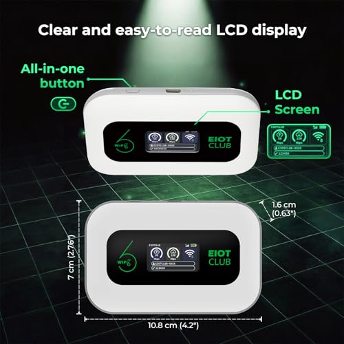 Image of EIOTCLUB 4G LTE Portable WiFi, Mobile Hotspot Pay-as-You-Go Plan | No Contract, 1GB Trial Data, 32 Device Connections, 3000mAh Battery, MiFi Built-in SIM for Travel, Home, Car, RV, Camping(US Only)
