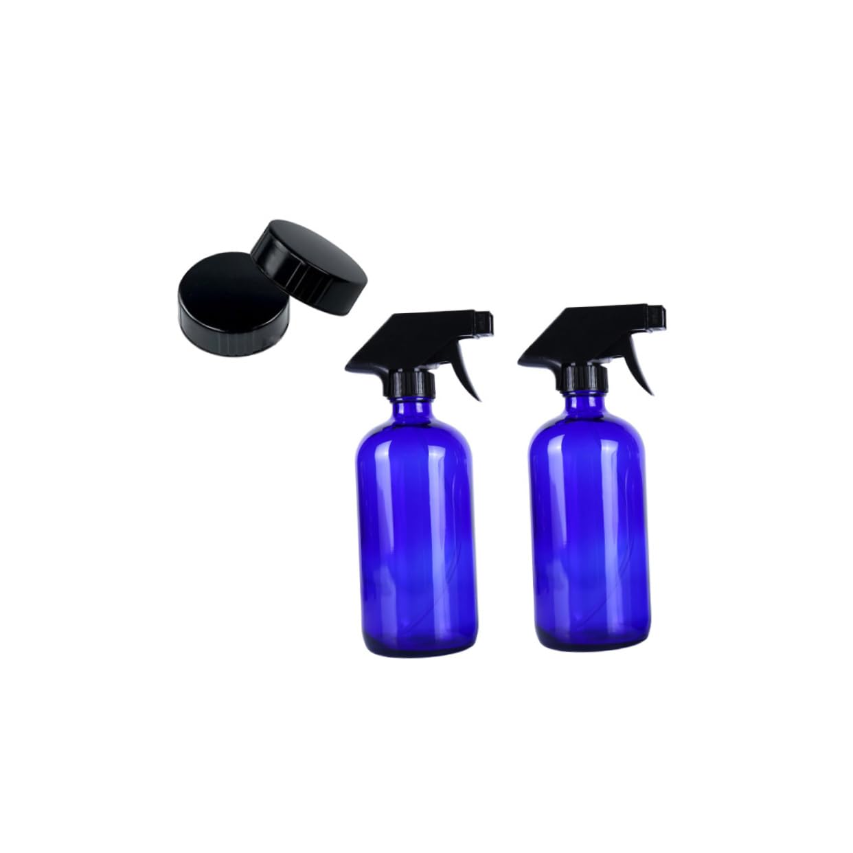 Healeved Nachfüllbare Glas Sprühflasche 500ml Blau Leichte Reise Düse mit 2 Deckeln