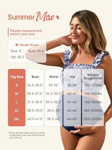 Summer Mae Umstands-Bikini, hohe Taille, zweiteilig, gerüschter Saum, niedlicher Blumen-Badeanzug, Rose, X-Large